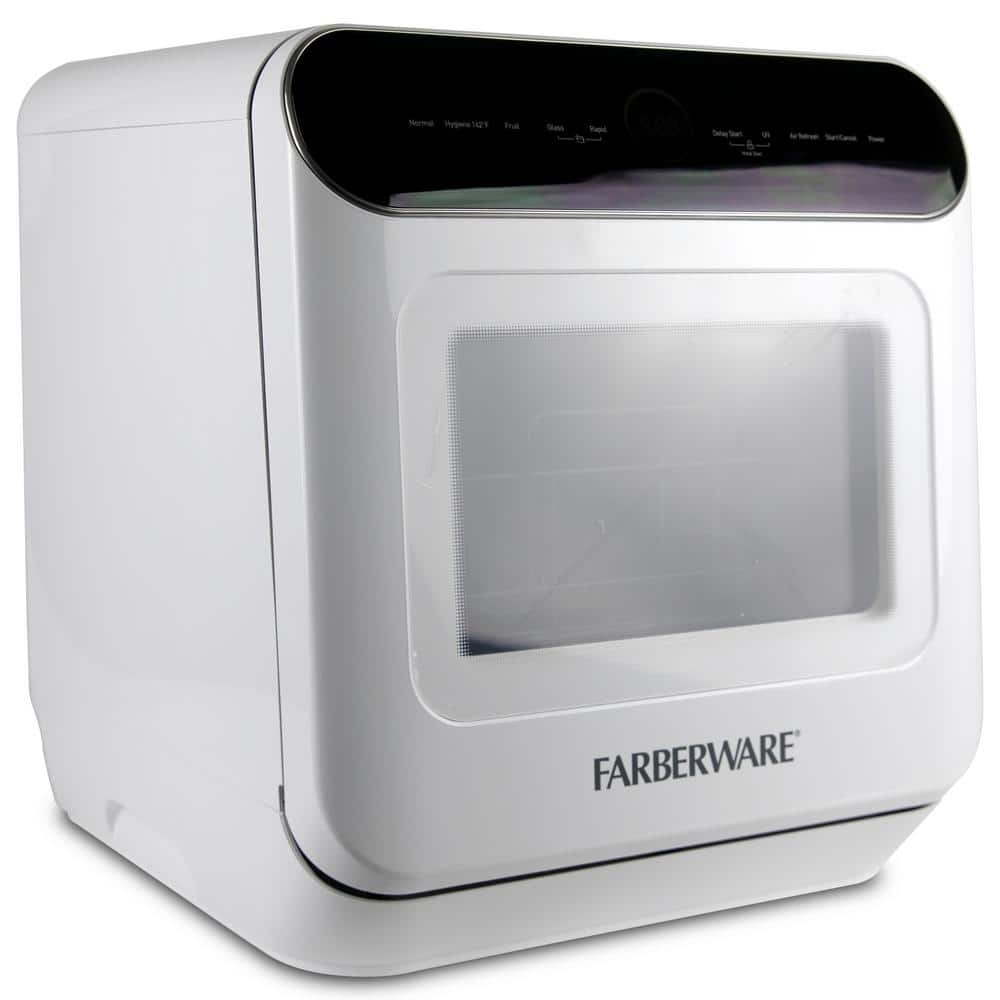 Farberware Portable Countertop Dishwasher - 7-Program System for Home, RV,  and Apartment - Wash Dishes, Glass, and Baby Products - Hookup Required