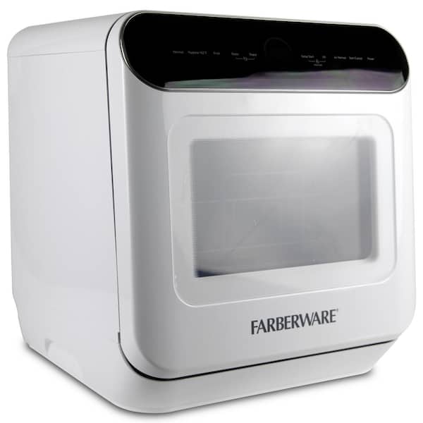 Farberware Complete 18 in. White Portable Countertop Dishwasher with UV  Light, 5 Wash Programs, Glass Door FCDMGDWH - The Home Depot