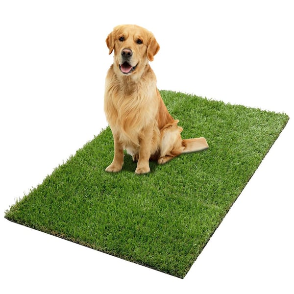 Evergreen Collection Waterproof Solid 3 x 3 Indoor/Outdoor Artificial Grass Runner Rug, 2 ft. 7 in. x 3 ft. Green