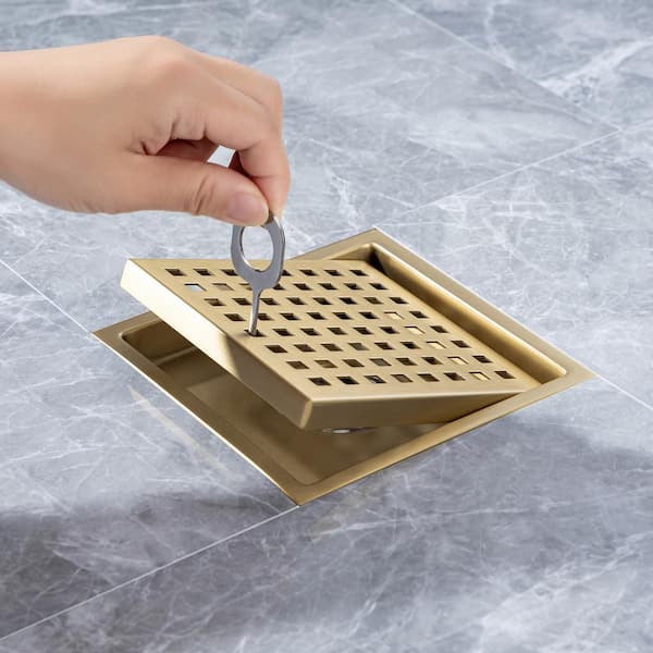RAINLEX 6 in. x 6 in. Stainless Steel Square Shower Drain with