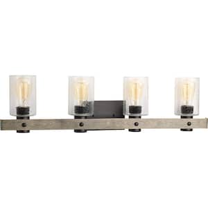 Gulliver Collection 4-Light Graphite Clear Seeded Glass Coastal Bath Vanity Light