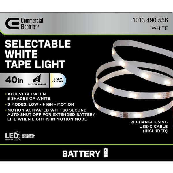 3. 3FT Rechargeable 500 Lumens Cuttable 5CCT Motion Integrated LED Strip Light