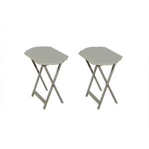 Janet 23.62 in. Gray Rectangle Wood Snack Tray End Table (Set of 2)