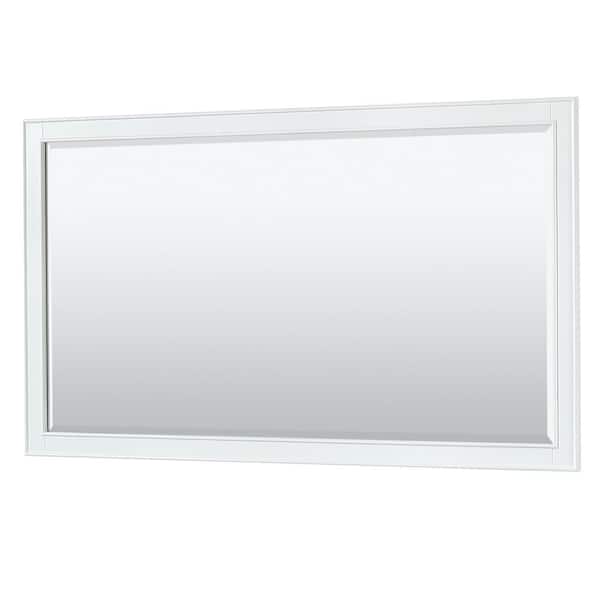 Deborah 58 in. W x 33 in. H Rectangular Framed Wall Bathroom Vanity Mirror in White