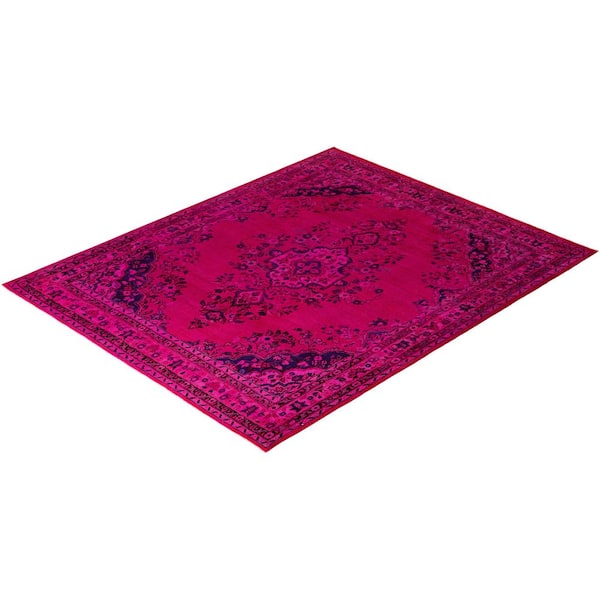 Overdyed Pink 7 x 8 Wool Indoor Area Rug