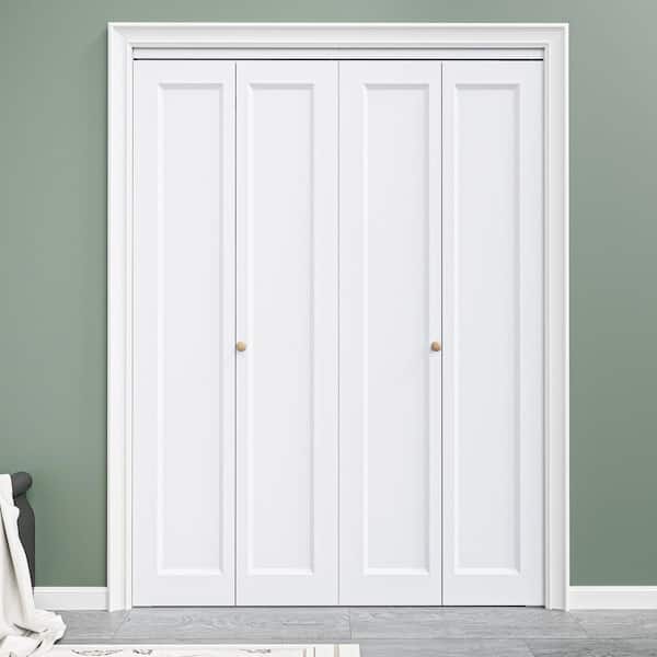 60 in. x 80 in. 1-Panel Hollow Core MDF White Primed Composite Closet Bi-fold Door with Hardware