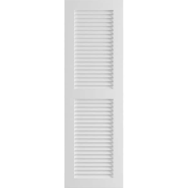 Ekena Millwork 12" x 33" True Fit PVC Two Equal Louver Shutters, White (Per Pair)