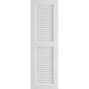 12" x 47" True Fit PVC Two Equal Louver Shutters, White (Per Pair)