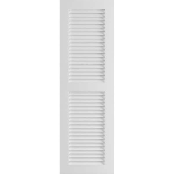 Ekena Millwork 15" x 25" True Fit PVC Two Equal Louver Shutters, White (Per Pair)