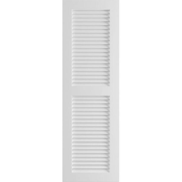 Ekena Millwork 18" x 56" True Fit PVC Two Equal Louver Shutters, White (Per Pair)