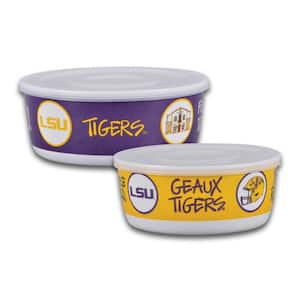 LSU 7.5 in. 16 fl.oz Assorted Colors Melamine Serving Bowls Set of 2 with Lids