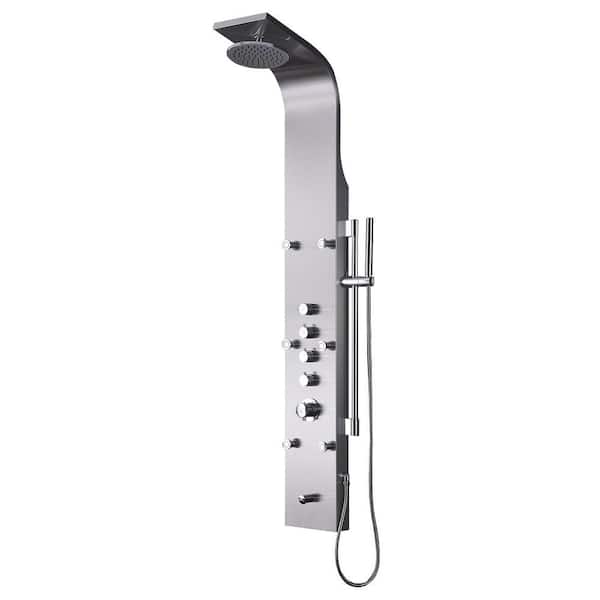 Fresca Palermo 6-Jet Shower Panel System in Brushed Silver (Valve Included)