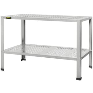 Potting Bench 42 In. L x 24 In. W x 32 In. H Aluminum Alloy Outdoor Workstation with Rubber Feet Multi-use Double Layers