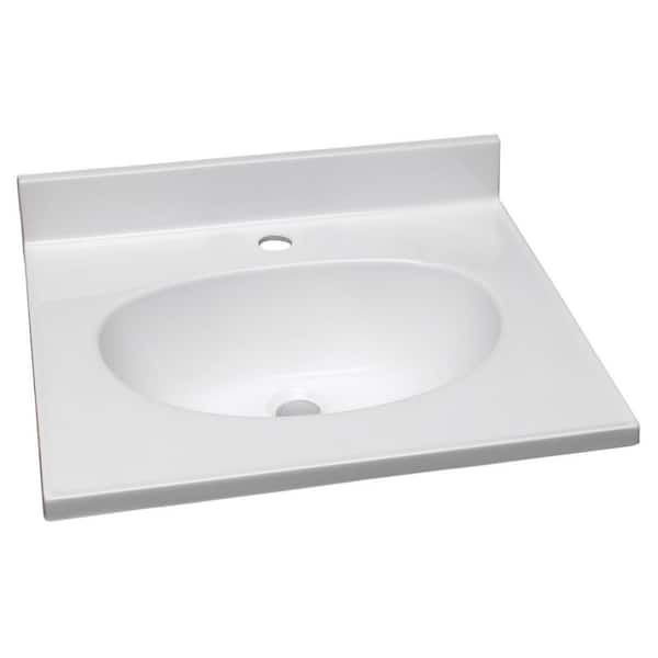 Design House 19 in. Single Faucet Hole Cultured Marble Vanity Top with Solid White Basin