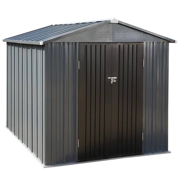 VEIKOUS 10 ft. W x 12 ft. D Metal Storage Shed 116 sq. ft. in Gray