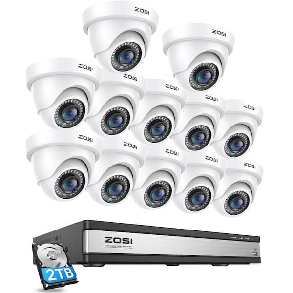 16-Channel 1080p 2TB DVR Security Camera System with 12 Wired Dome Cameras