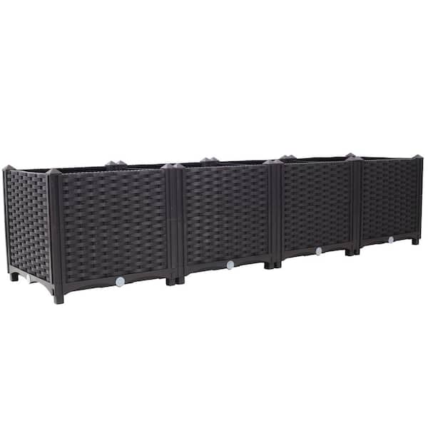 63 in. x 15.7 in. x 14.7 in. Polypropylene Deep Raised Garden Bed Plastic Planter Boxes with Drainage Plug, Brown