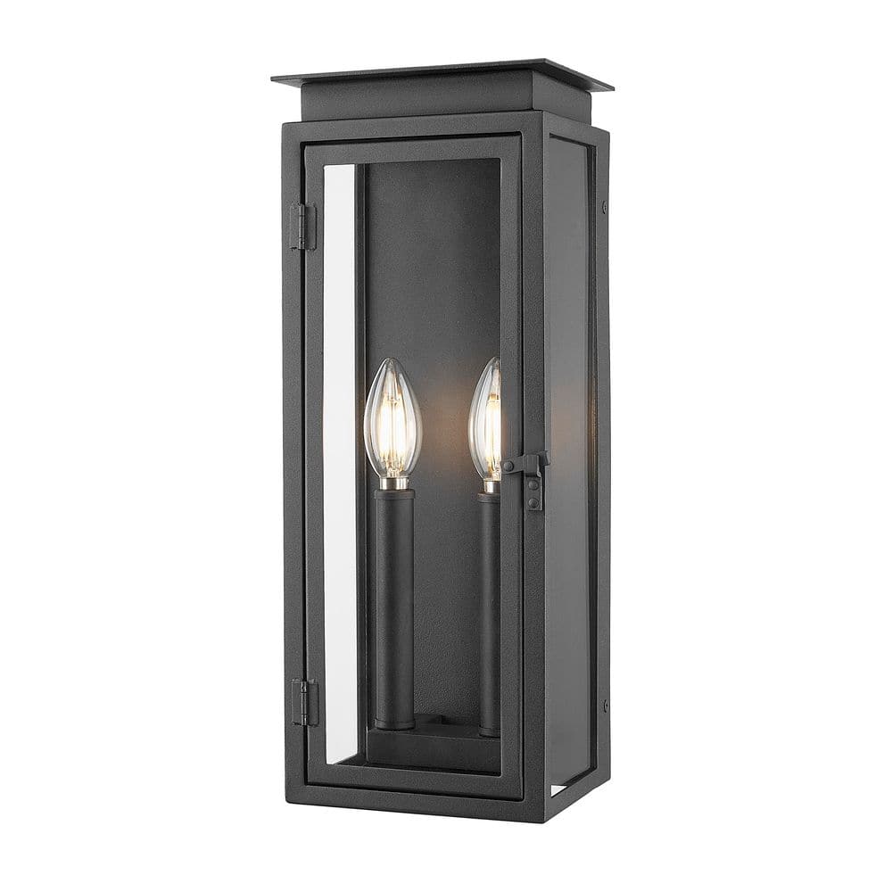 Nova 16.5 inch Weather Resistant Black 2 Light Outdoor Wall Lantern Sconce 