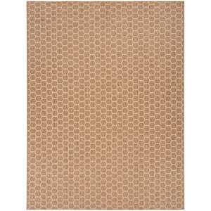 Reversible Indoor Outdoor Natural 8 ft. x 10 ft. Honeycomb Contemporary Area Rug