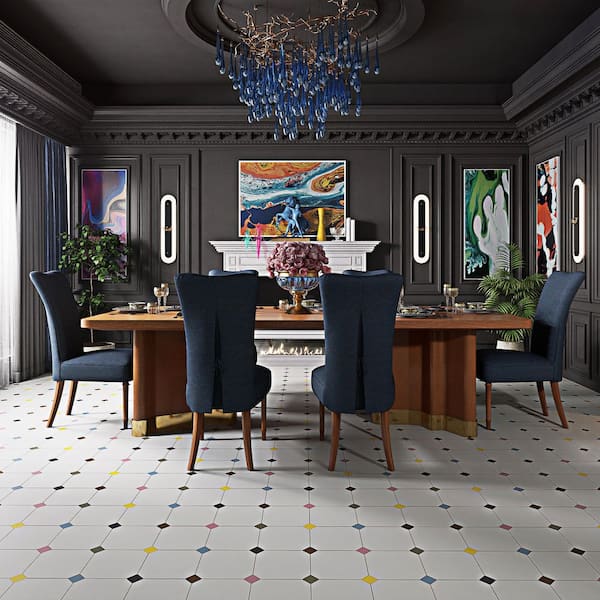 Vaudeville Octagon Nacar with Taco Multi 8 in. x 8 in. Porcelain Floor and Wall Tile (11.25 sq. ft. /Case)