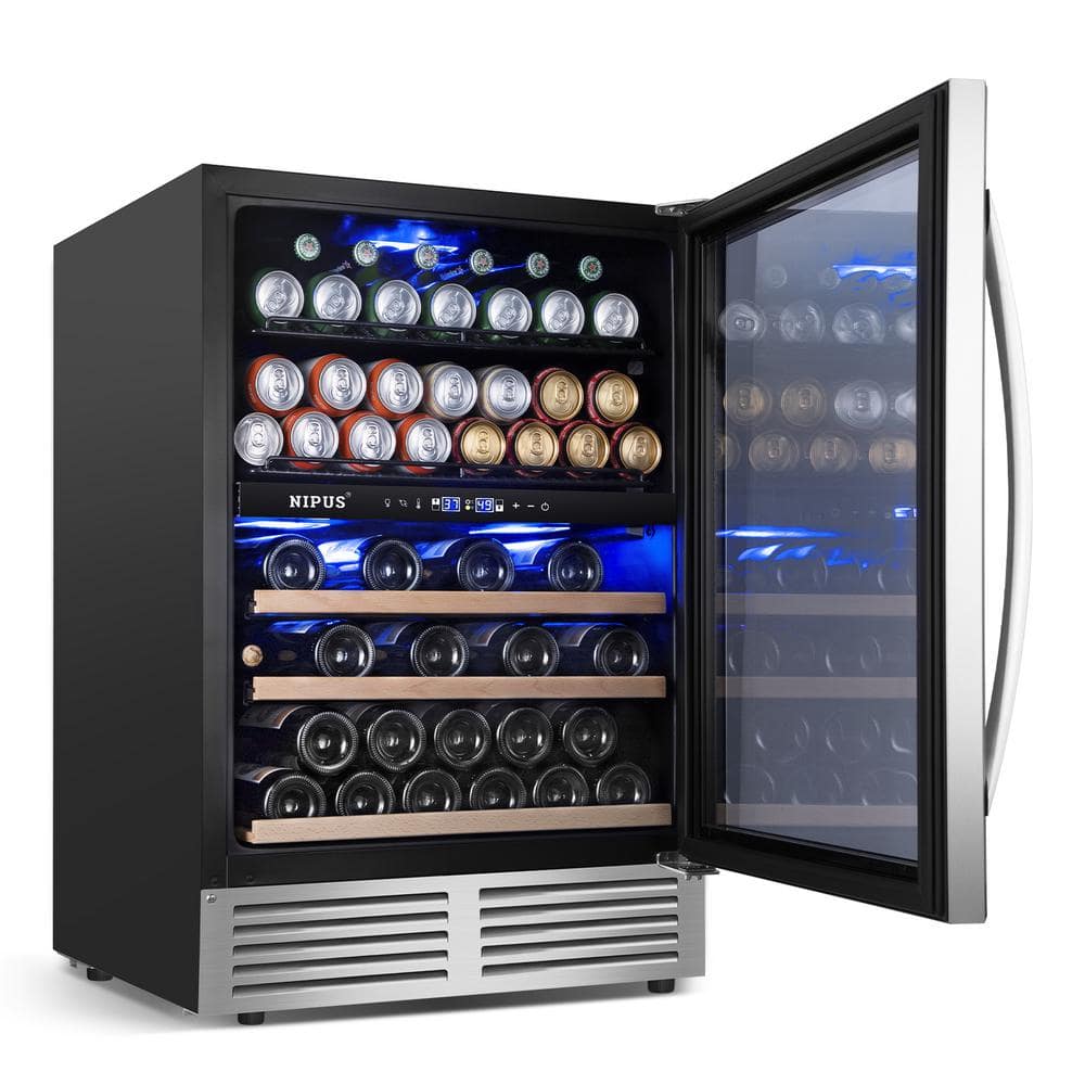 Nipus 24 Inch Dual Zone Stainless Steel Wine and Beverage Refrigerator