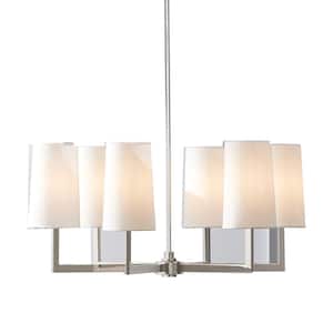 Dorset 6-Light Polished Nickel Chandelier with White linen Shade