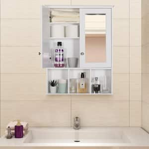 23.6 in. W x 30.4 in. H Rectangular Surface-Mount Bathroom Medicine Cabinet with Mirrors and Shelves in White