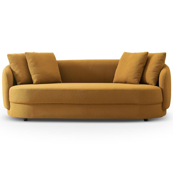 Ashcroft Furniture Co Juno 85 in. Round Arm 3-Seater Sofa in Dark Yellow