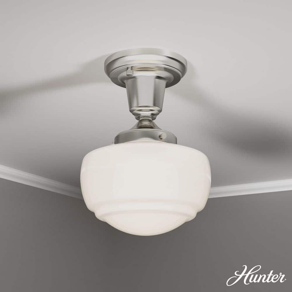 Brushed Nickel 7.5" Mini Pendant with White Glass Shade