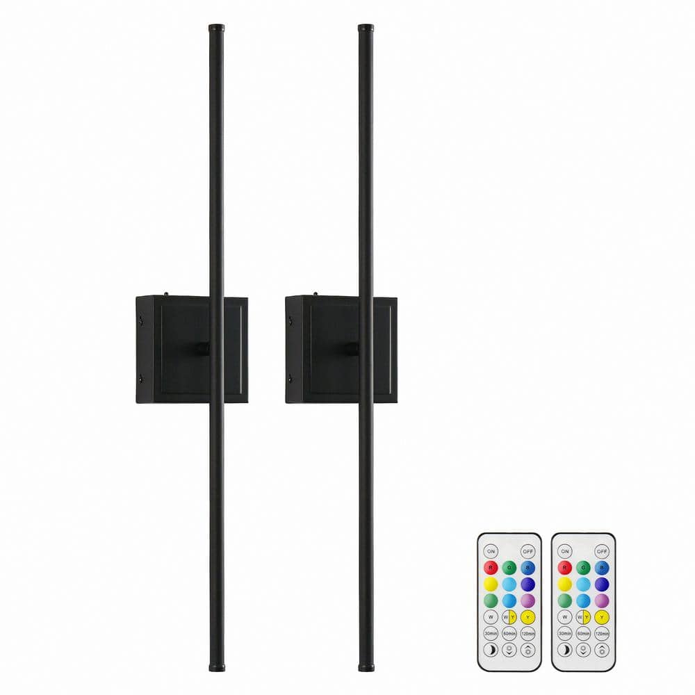 1-Light Black Dimmable RGB Wireless Integrated LED Wall Sconce for Living Room with Remote Control, Wall Decor 2-Pack price history on PriceWatchPro
