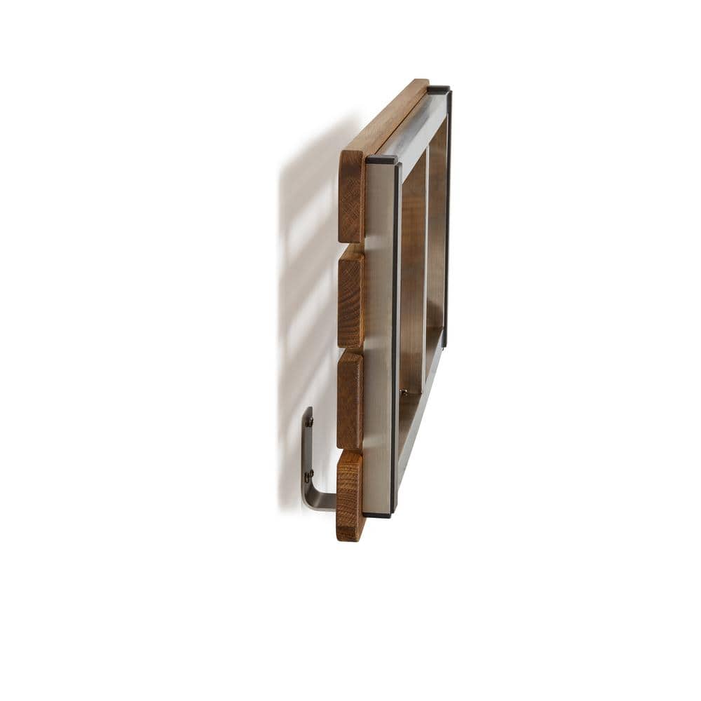 Natural Teak Wood Wall-Mount Folding Shower Seat with Stainless Steel Frame