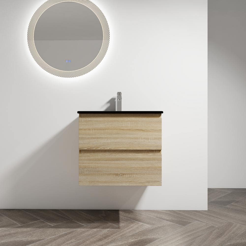24 in. W x 18 in. D x 20 in. H Single Sink Wall-Mounted Bath Vanity in Ligh