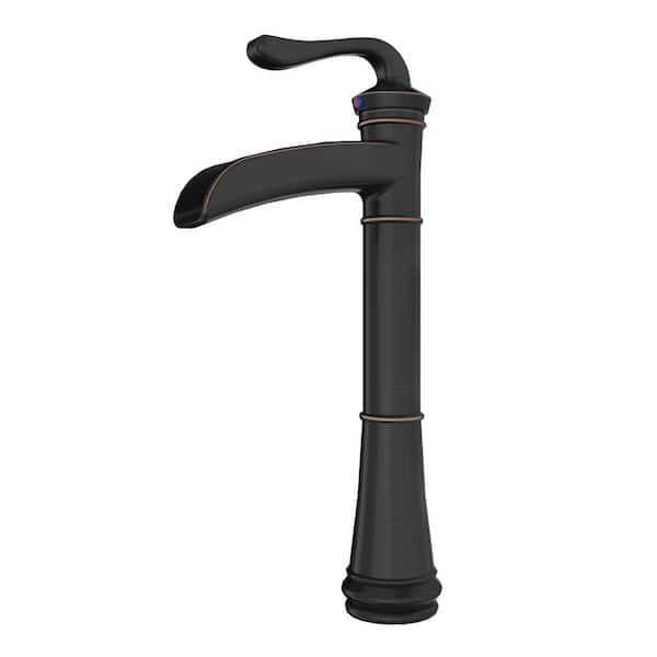 HOMEMYSTIQUE Single Handle Vessel Sink Faucet with Supply Lines in Oil Rubbed Bronze