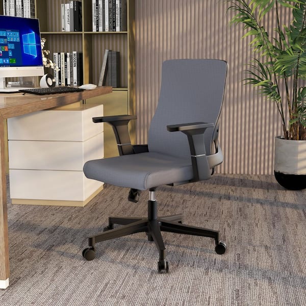 Leisuremod Modern Office Chair Ergonomic Fabric Computer Chair with Swivel and Tilt Brio Series in Grey