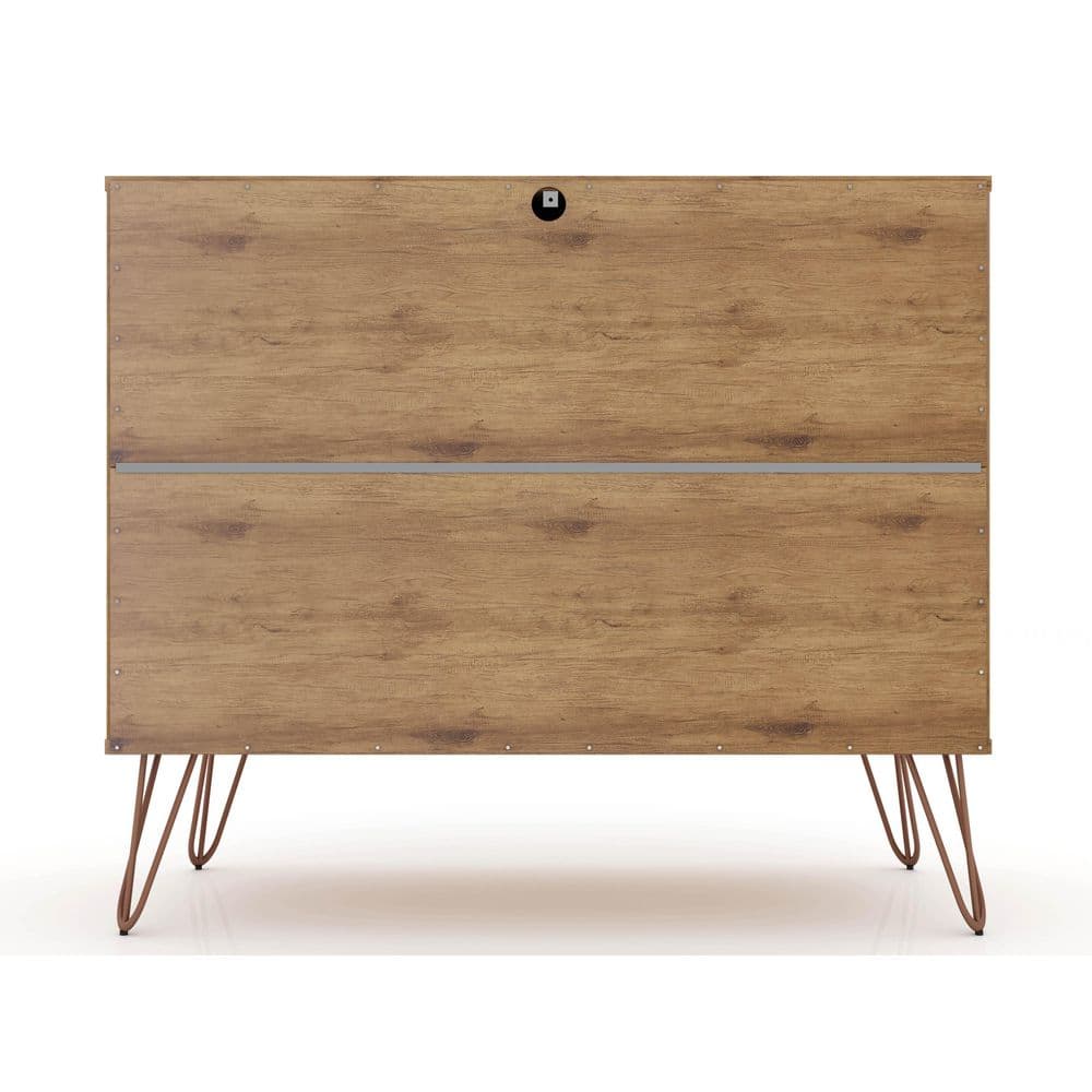 Nature and Rose Pink Mid-Century Night Table with Hairpin Legs