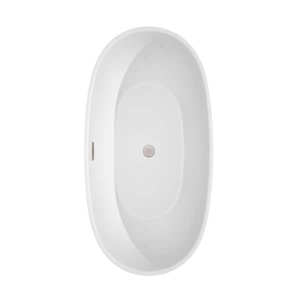 Juno 5.3 ft. Acrylic Flatbottom Non-Whirlpool Bathtub in White with Brushed Nickel Trim Juno 5.3 ft. Acrylic Flatbottom Non-Whirlpool Bathtub in White with Brushed Nickel Trim