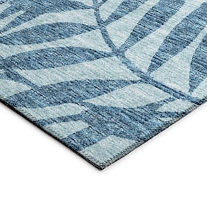 Yuma Blue 1 ft. 8 in. x 2 ft. 6 in. Geometric Indoor/Outdoor Washable Area Rug