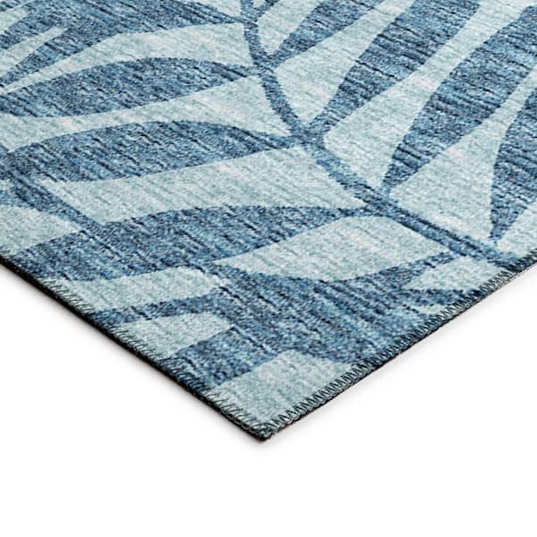 Yuma Blue 9 ft. x 12 ft. Geometric Indoor/Outdoor Washable Area Rug