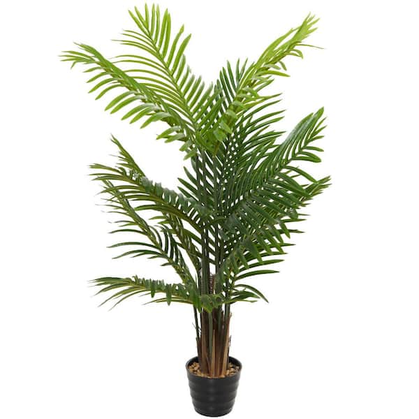 Litton Lane 43 in. H Areca Palm Artificial Plant with Realistic Leaves and Black Fluted Pot