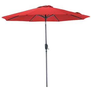 9 ft. Round 8-Rib Aluminum Market Patio Umbrella in Ruby Red