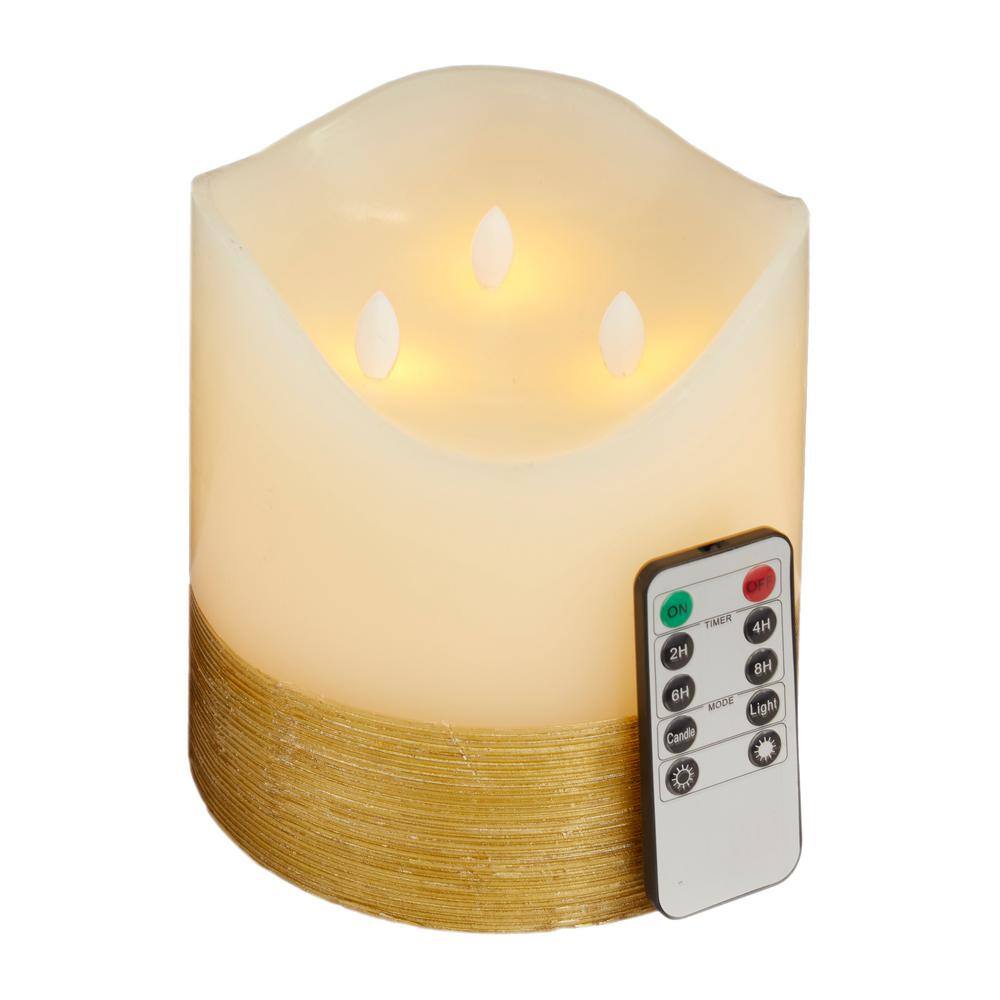 Litton Lane Gold Flameless Candle with Remote Control 041147 The Home