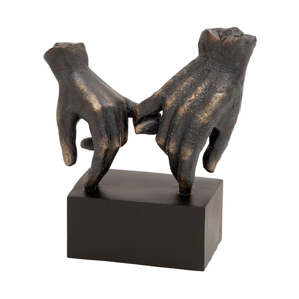 Litton Lane 4 in. x 10 in. Black Polystone Hands Sculpture