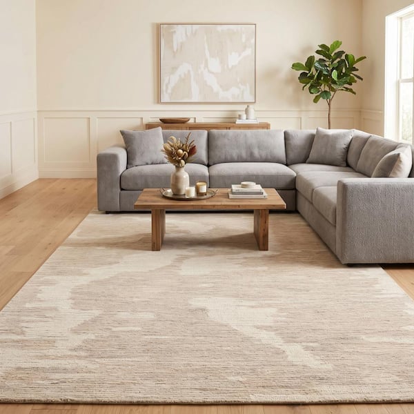 Mexico 9 x 12 Ivory Beige Abstract Pattern Area Rug for High Traffic Living Room Dining Room Bedroom