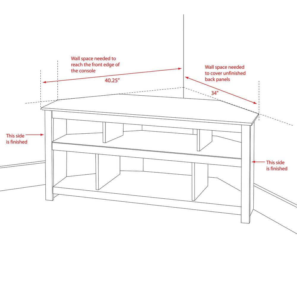 Black Corner TV Stand with Cabinet and Storage