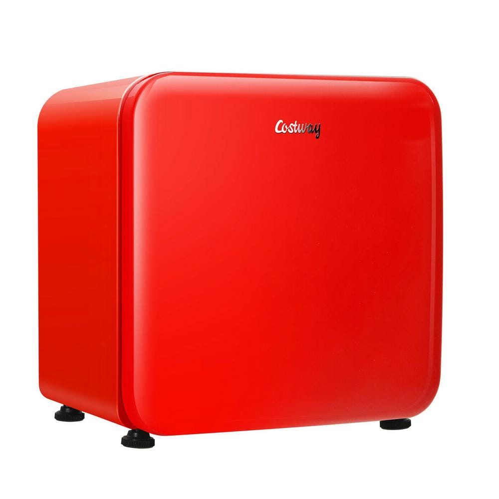 Costway 1.6 cu. ft. Compact Refrigerator Reversible Door Mini Fridge in Red without Freezer