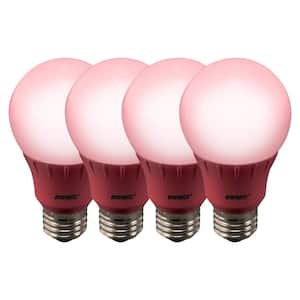 40-Watt Equivalent A19 Pink Colored Festive Decorative Party Non-Dimmable E26 LED Light Bulb Soft White (4-Pack)