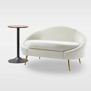 God 2-Piece Ivory Modern Velvet Living Room Set with Metal Legs and Curved Design
