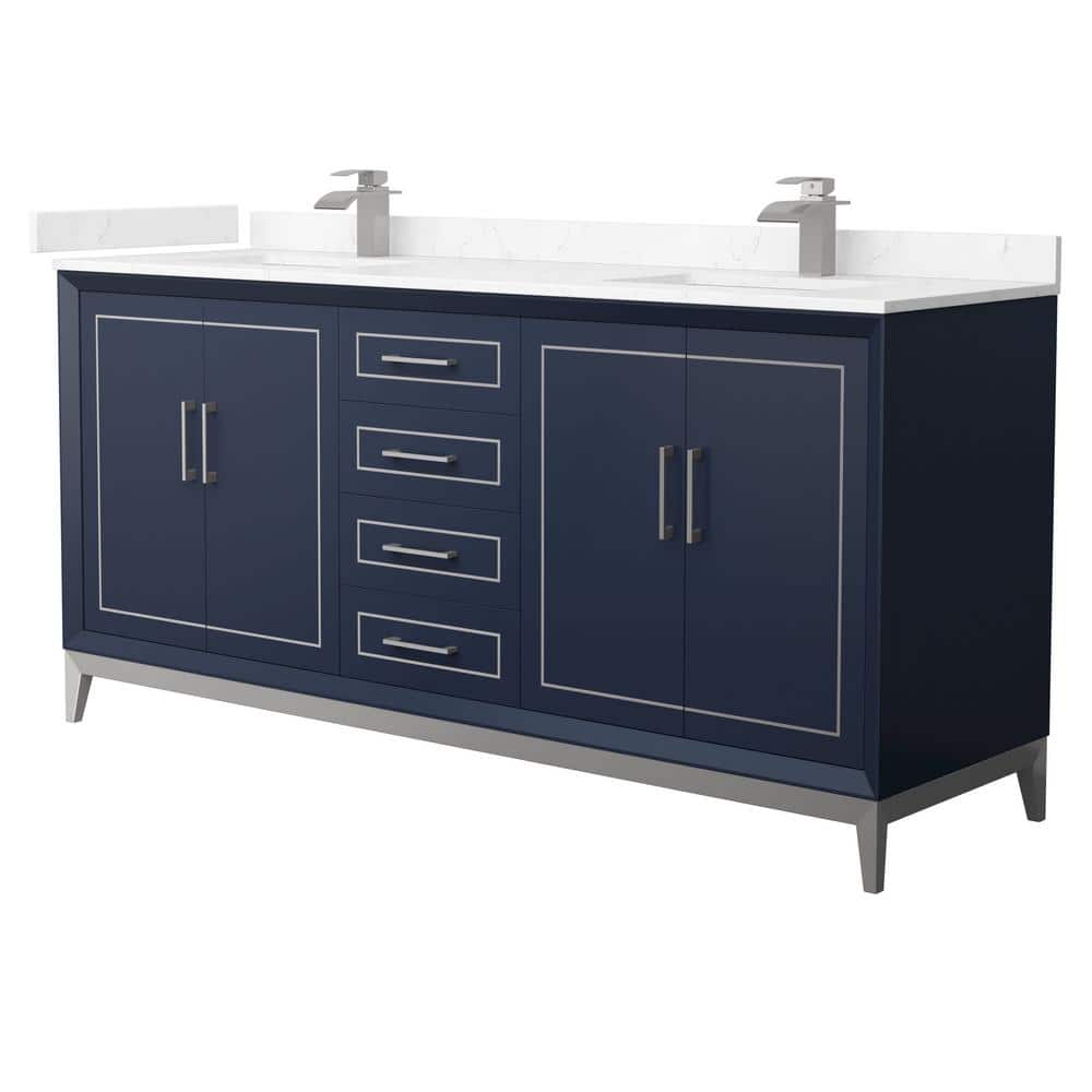 Marlena 72 in. W x 22 in. D x 35.25 in. H Double Bath Vanity in Dark Blue with Carrara Cultured Marble Top price history on PriceWatchPro
