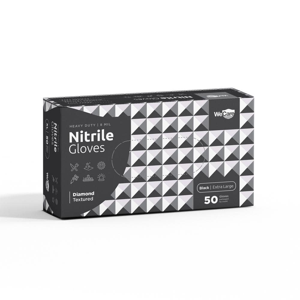 8 Mil Extra-Large Heavy-Duty Nitrile Gloves in Black with Diamond Texture Grip Powder and Latex Free (50-Count) price history on PriceWatchPro