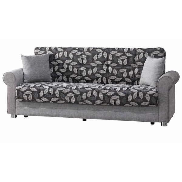 Santiago Collection Convertible 89 in. Beige Chenille 3-Seater Twin Sleeper Sofa Bed with Storage